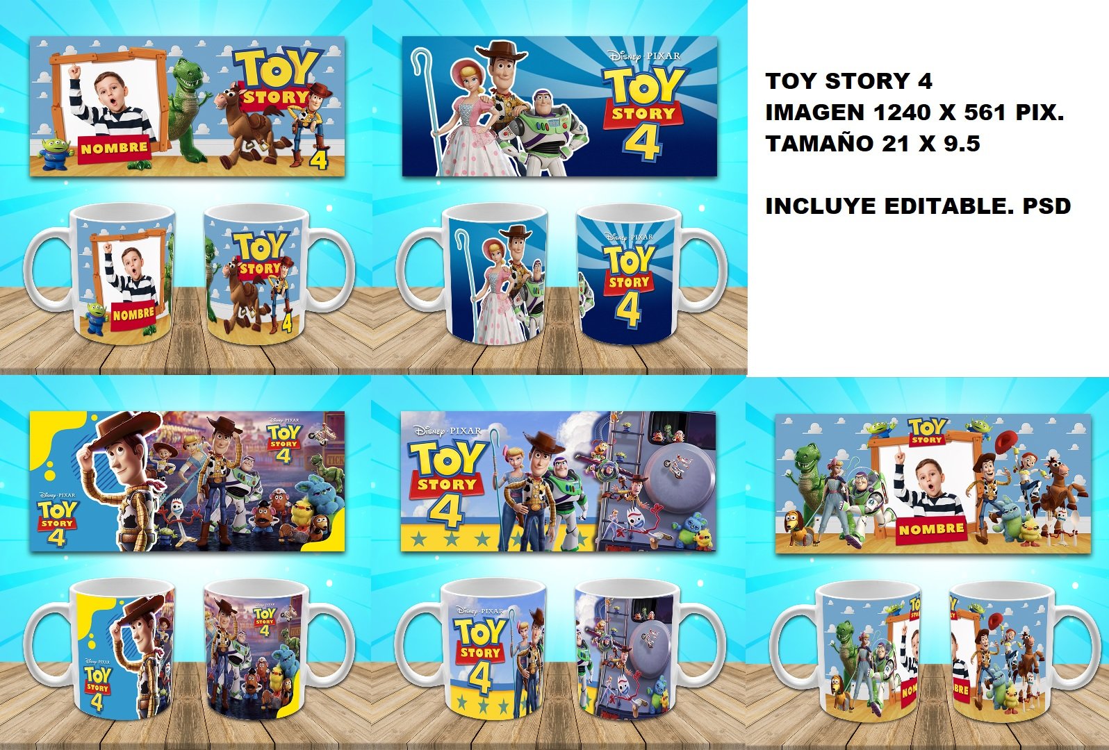 Plantilla para Taza Toy Story en Fluxi