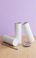 Termo con bombilla Skinny Tumbler Blanco para Sublimación 20 oz