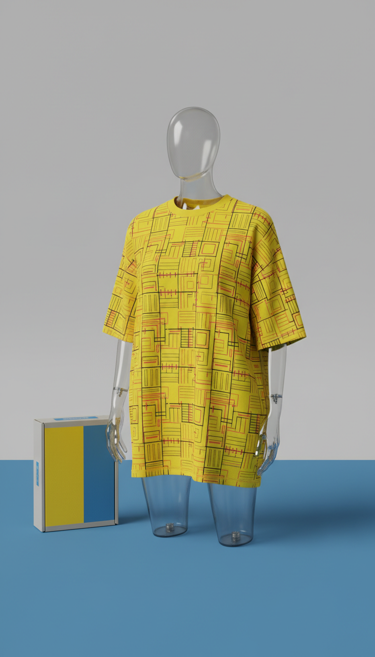 Polera oversize amarillo eléctrico 'Metro Grid'