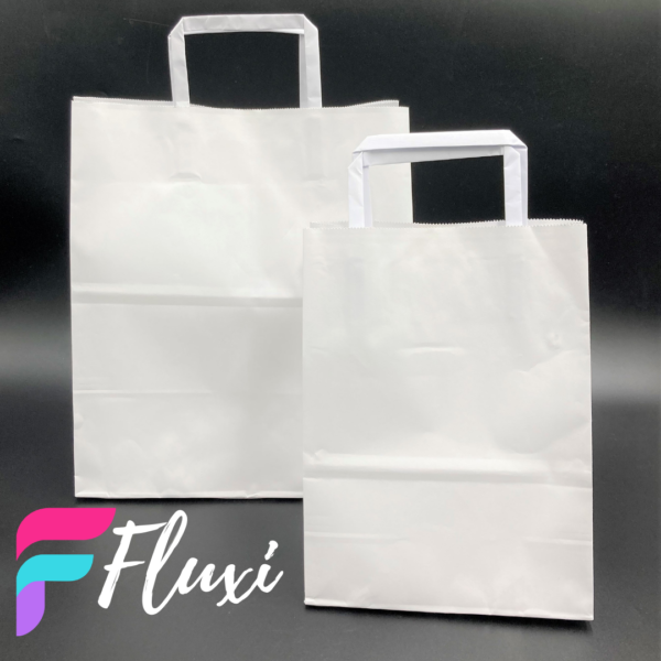 Bolsas de papel blancas manilla plana en Fluxi